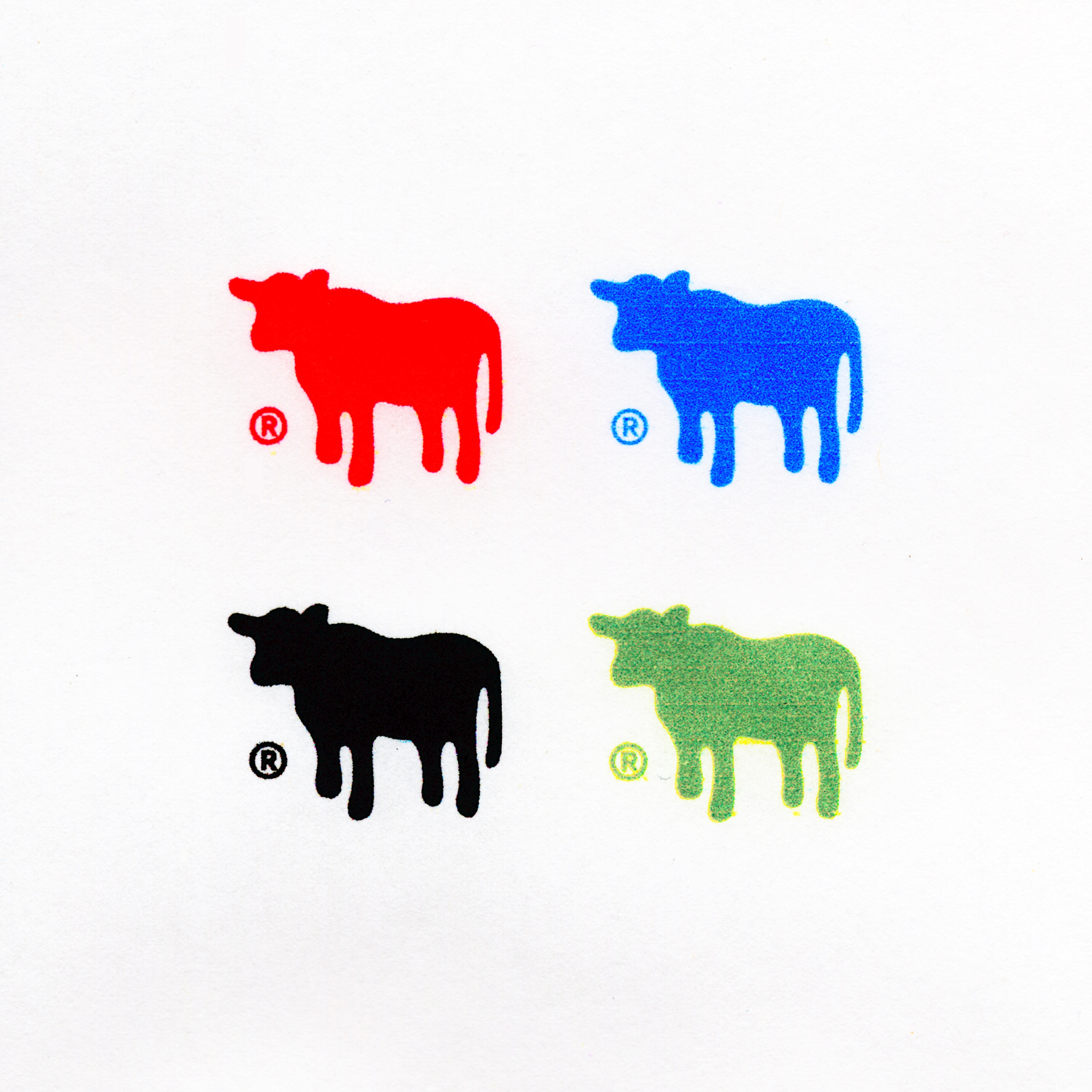 The Hoenson cow logo printed out on paper