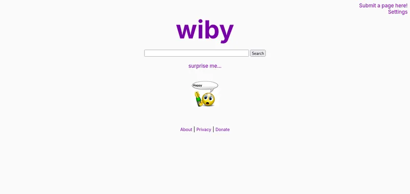 A screenshot of Wiby search engine.