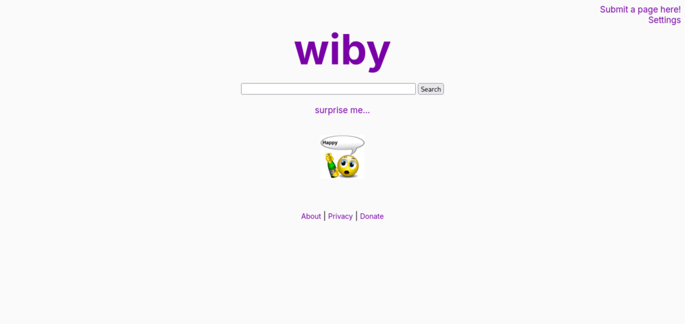 A screenshot of Wiby search engine.